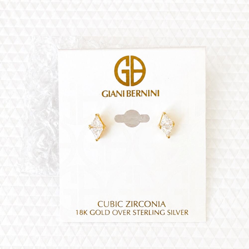 Giani Bernini CZ Double Triangle Stud Earrings 18K Gold Over Sterling Silver